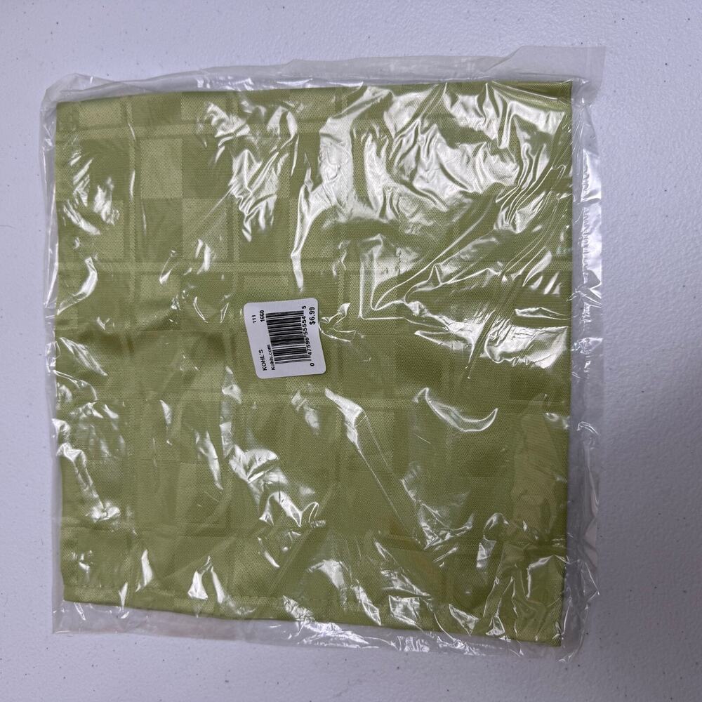 Food Network Stain-Resistant Microfiber Check Napkin Green Kiwi Set of 4 Cloth